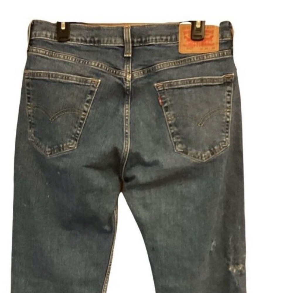 Levi's 505 Mens Regular Fit Med Wash Blue Denim Jeans Distressed Sz 34x32